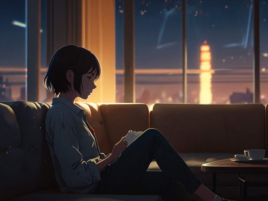 A girl sitting on a couch thinking about ideas and beliefs