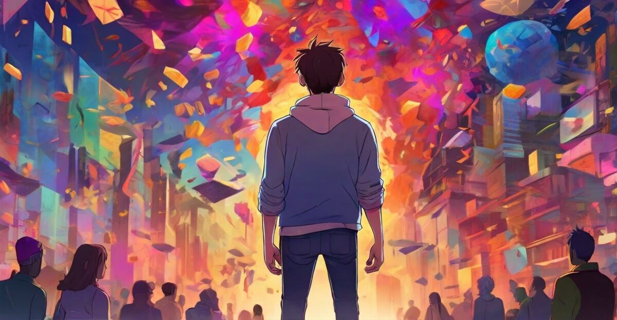 a man in a crowd looking up at a maze, is life hard for millennials